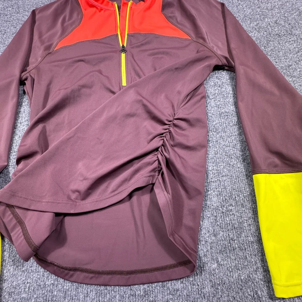Prana Womens Colorblock Quarter Zip Long Sleeve Active Top Plum Orange Size‎ M